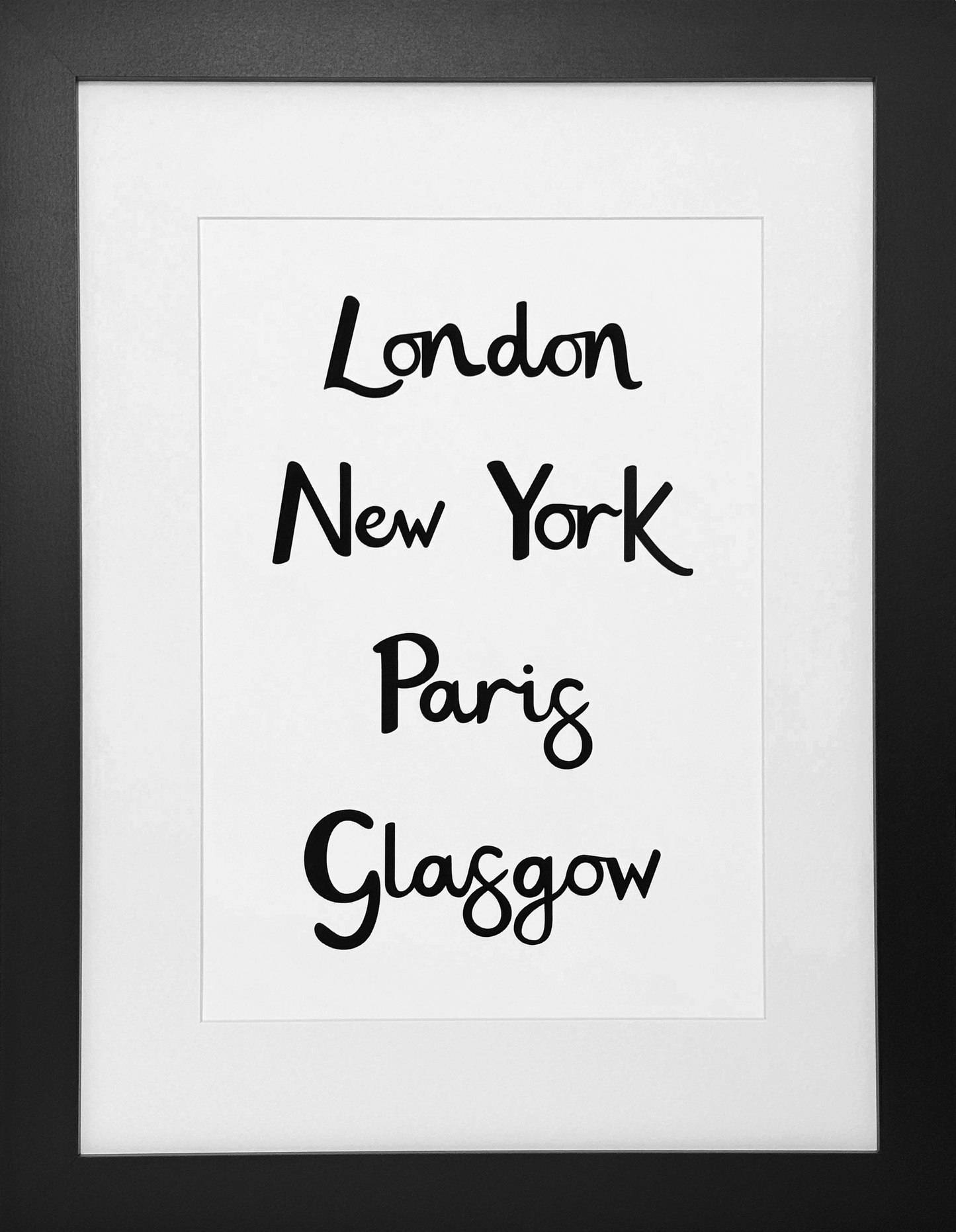 London New York Paris Glasgow Framed Print