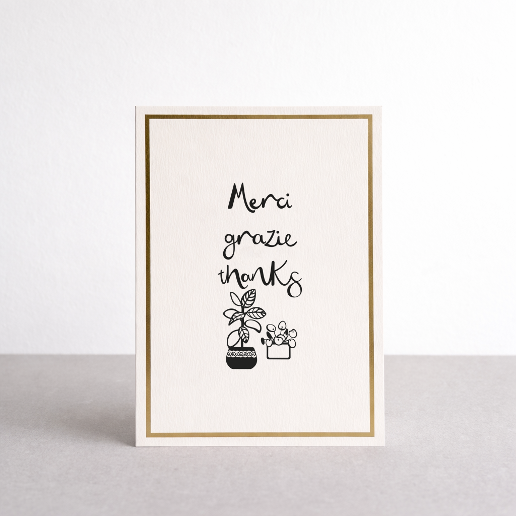 Thank You House Plants Gold Foil Greetings Card