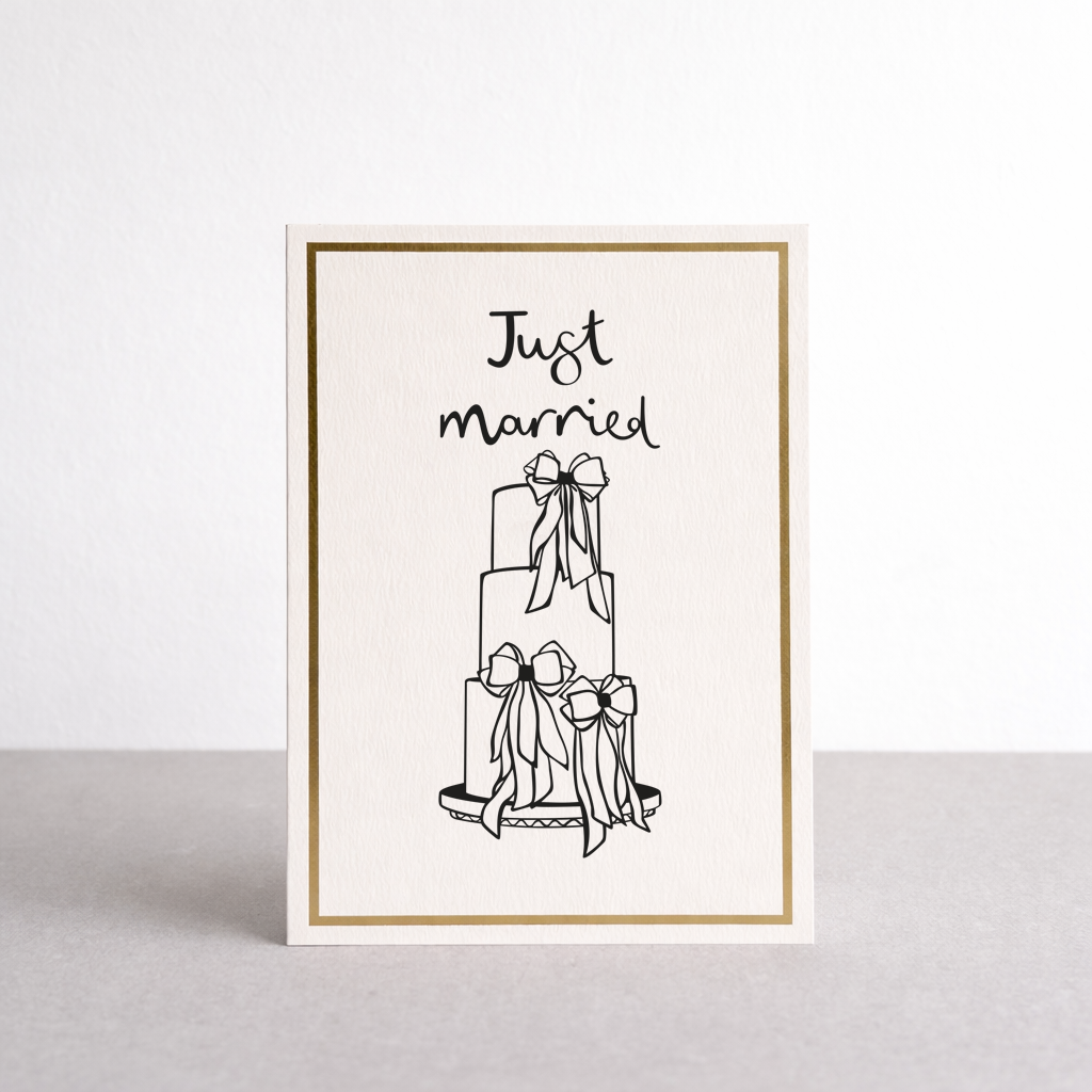 Just Married Gold Foil Greetings Card