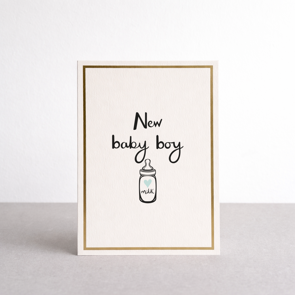 New Baby Boy Gold Foil Greetings Card