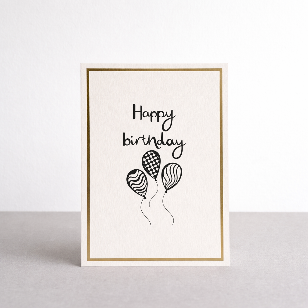 Happy Birthday Balloons Gold Foil Greetings Card