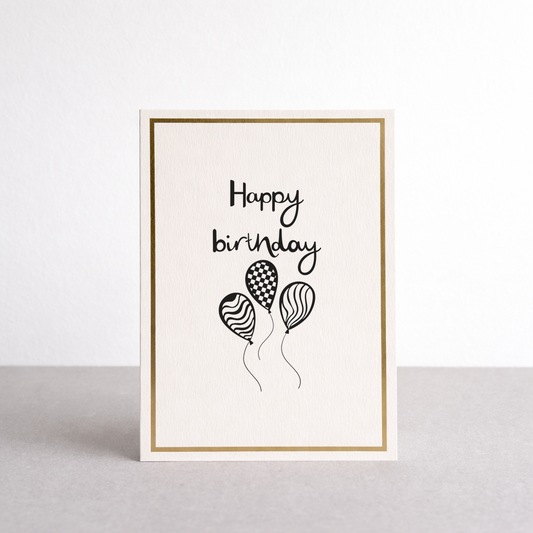 Happy Birthday Balloons Gold Foil Greetings Card