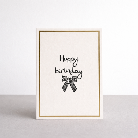 Happy Birthday Bow Gold Foil Greetings Card
