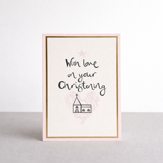 Christening Girl Gold Foil Greetings Card