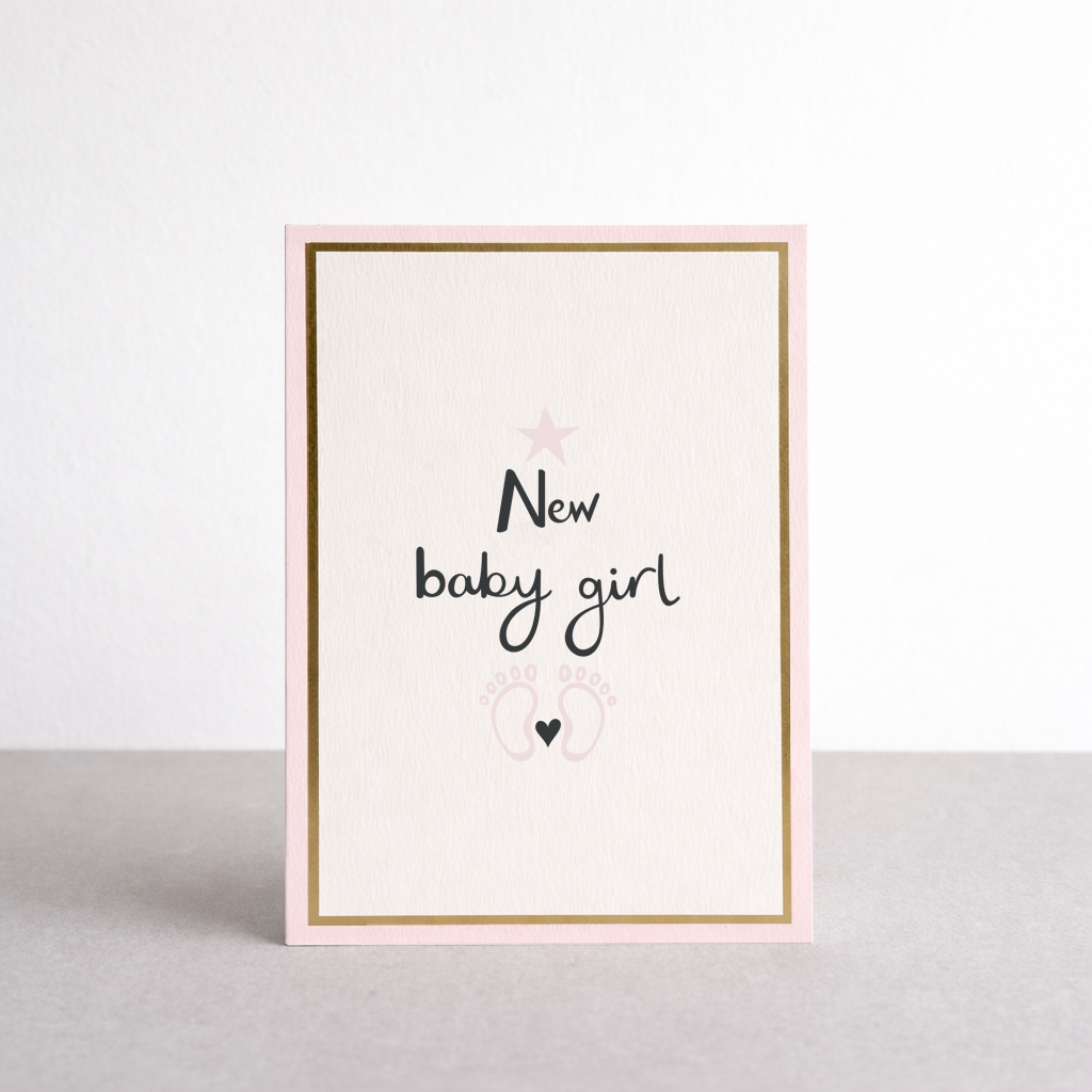 New Baby Girl Gold Foil Greetings Card
