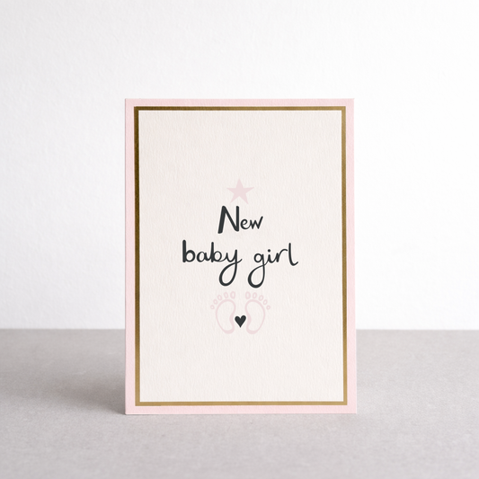 New Baby Girl Gold Foil Greetings Card
