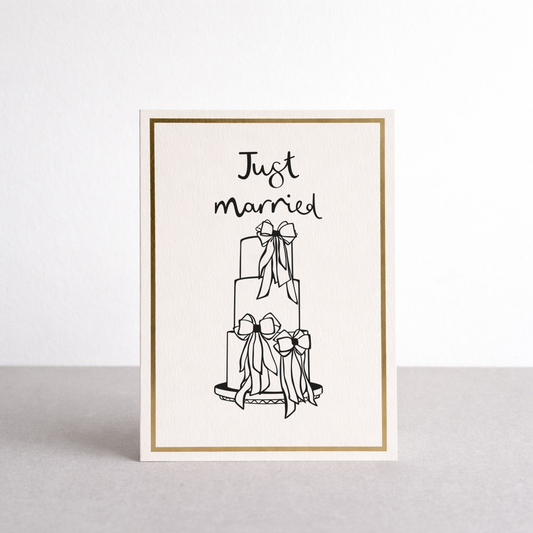 Just Married Gold Foil Greetings Card