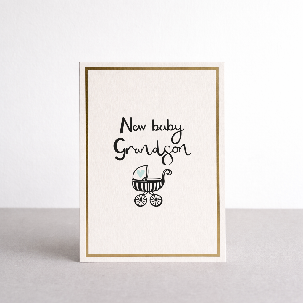 New Baby Grandson Gold Foil Greetings Card