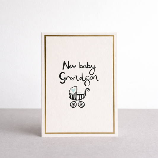 New Baby Grandson Gold Foil Greetings Card