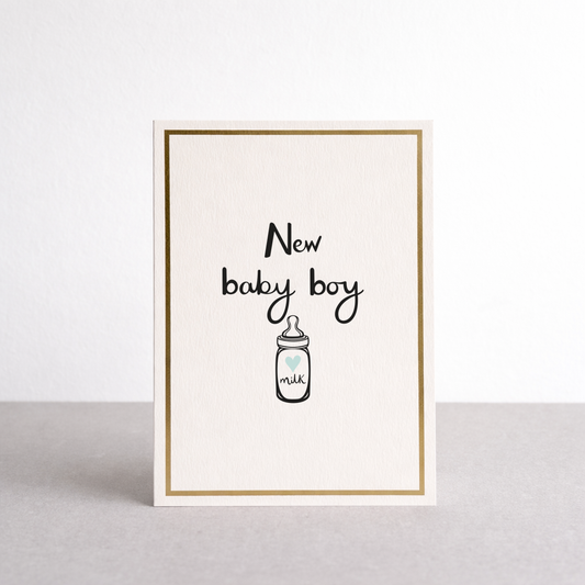 New Baby Boy Gold Foil Greetings Card