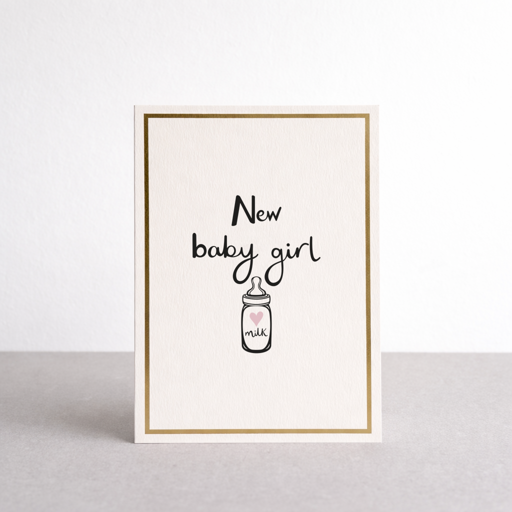 New Baby Girl Gold Foil Greetings Card