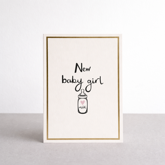 New Baby Girl Gold Foil Greetings Card